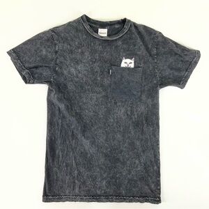 RIPNDIP Lord Nermal Black Mineral Wash Crewneck Pocket Tee Short Sleeve Small